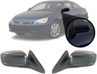 Set Of 2 Front Power Mirror Manual Folding Heated Primed Plastic Right Passenger & Left Driver Side Direct Replacement Compatible With 2003-2007 Honda Accord HO1320240 HO1321240