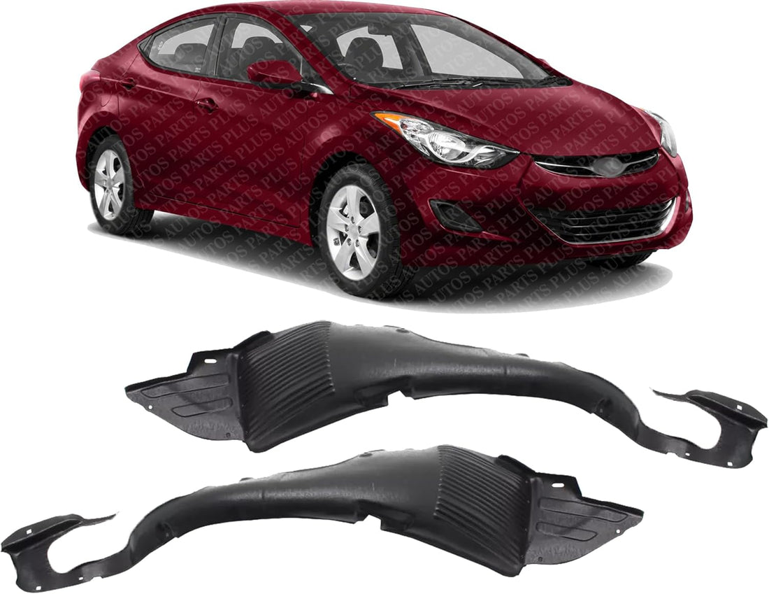 Set Of 2 Front Fender Liner Left Driver & Right Passenger Side Direct Replacement Compatible With 2013-2015 Hyundai Elantra HY1249138 HY1248138 86812A5000 86811A5000