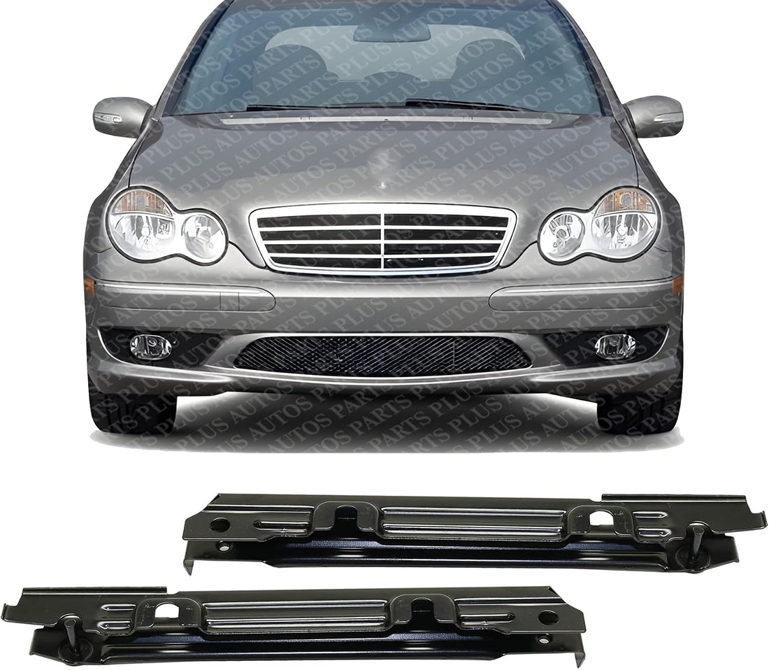 Set Of 2 Front Bumper Bracket Steel Left Driver & Right Passenger Side Direct Replacement Compatible With 2001-2007 Mercedes Benz C-Class / 2003-2009 CLK-Class MB1043117 MB1042117