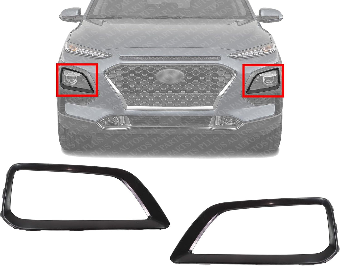 Set Of 2 Front Headlight Bezel Plastic Right Passenger & Left Driver Side Direct Replacement Compatible With 2018-2021 Hyundai Kona HY1039135 HY1038135 86564J9000 86563J9000