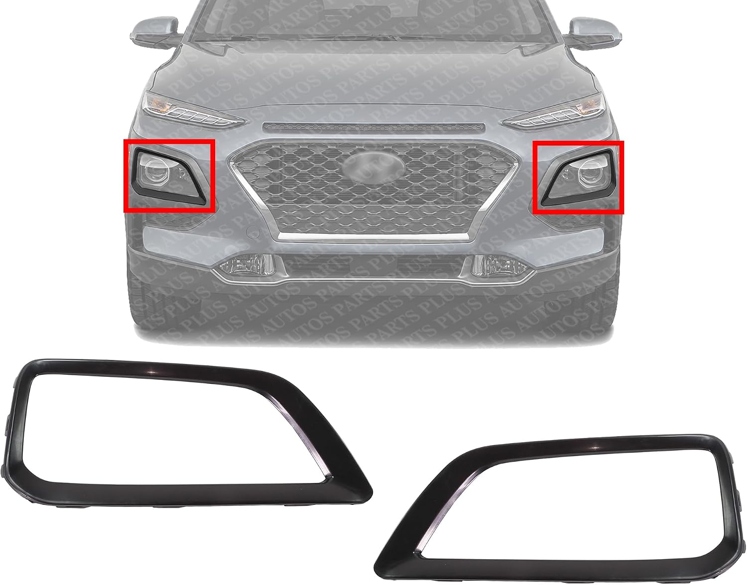 Set Of 2 Front Headlight Bezel Plastic Right Passenger & Left Driver Side Direct Replacement Compatible With 2018-2021 Hyundai Kona HY1039135 HY1038135 86564J9000 86563J9000