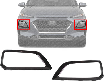Set Of 2 Front Headlight Bezel Plastic Right Passenger & Left Driver Side Direct Replacement Compatible With 2018-2021 Hyundai Kona HY1039135 HY1038135 86564J9000 86563J9000