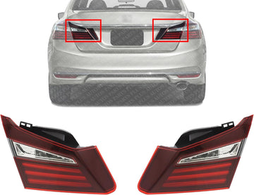 Set Of 2 Tail Light Inner Assembly Left Driver & Right Passenger Side Direct Replacement Compatible With 2016-2017 Honda Accord HO2803109 HO2802109 34150T2AA21 34155T2AA21