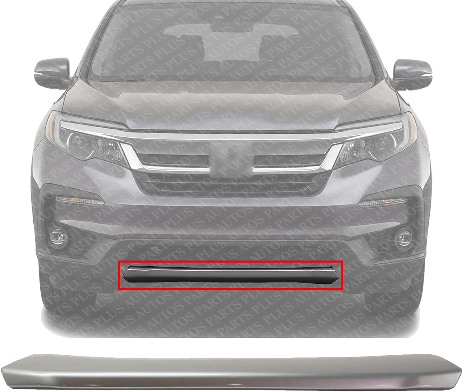 Front Bumper Molding Silver Plastic Direct Replacement Compatible With 2019-2022 Honda Pilot HO1044111 71115TG7A60