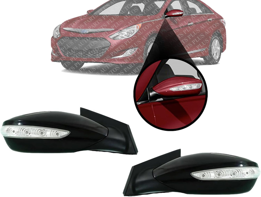 Set Of 2 Power Mirror Manual Folding Heated Primed Left Driver & Right Passenger Side Direct Replacement Compatible With 2011-2014 Hyundai Sonata HY1321168 HY1320168 876203Q110