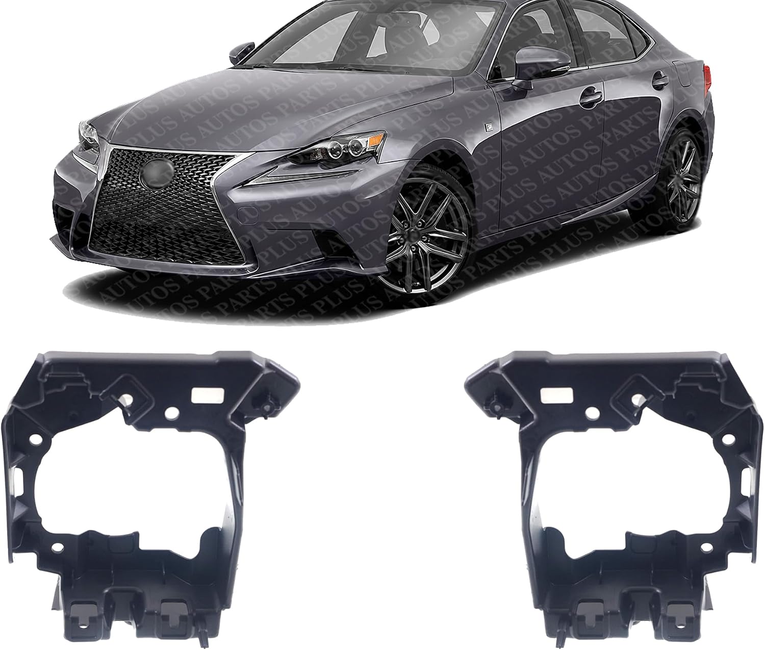Set Of 2 Front Fog Light Bracket Plastic Left Driver & Right Passenger Side Direct Replacement Compatible With 2014-2016 Lexus IS250 / IS350 / IS200t LX2603107 LX2602107
