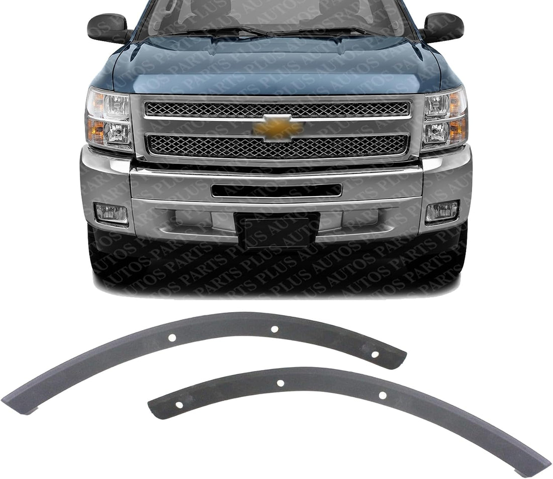 Set Of 2 Front Bumper Outer Filler Primed Plastic Left Driver & Right Passenger Side Direct Replacement Compatible With 2007-2013 Chevrolet Silverado 1500 GM1089172 GM1088172