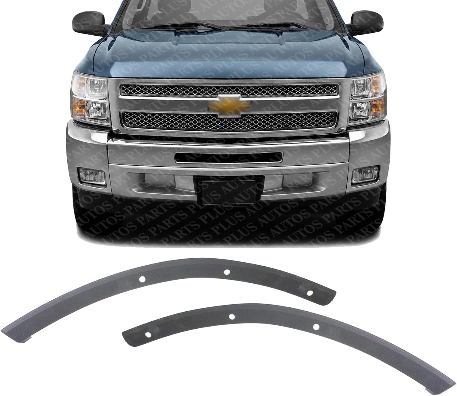 Set Of 2 Front Bumper Outer Filler Primed Plastic Left Driver & Right Passenger Side Direct Replacement Compatible With 2007-2013 Chevrolet Silverado 1500 GM1089172 GM1088172