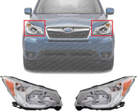 Set Of 2 Front Head Light Assembly Plastic Left Driver & Right Passenger Side Direct Replacement Compatible With 2014-2016 Subaru Forester SU2503145 SU2502145 84001SG081 84001SG091