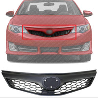 Front Grille Partial Painted Black Plastic Direct Replacement Compatible With 2012-2014 Toyota Camry TO1200354 5310106340C0