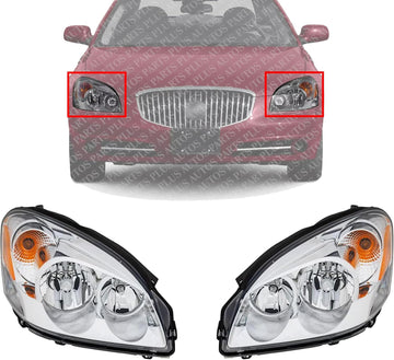 Set Of 2 Front Head Light Assembly Left Driver & Right Passenger Side Direct Replacement Compatible With 2006-2011 Buick Lucerne GM2503277 GM2502277 25974774 25974773