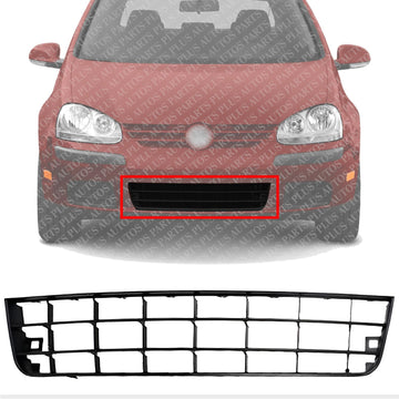 Front Bumper Center Grille Textured Direct Replacement Compatible With 2006-2009 Volkswagen Rabbit VW1036128 1K0853677A9B9