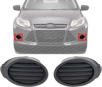 Set Of 2 Front Fog Light Cover Textured Dark Gray Left Driver & Right Passenger Side Direct Replacement Compatible With 2012-2014 Ford Focus FO1038116 FO1039116 CP9Z17B814A
