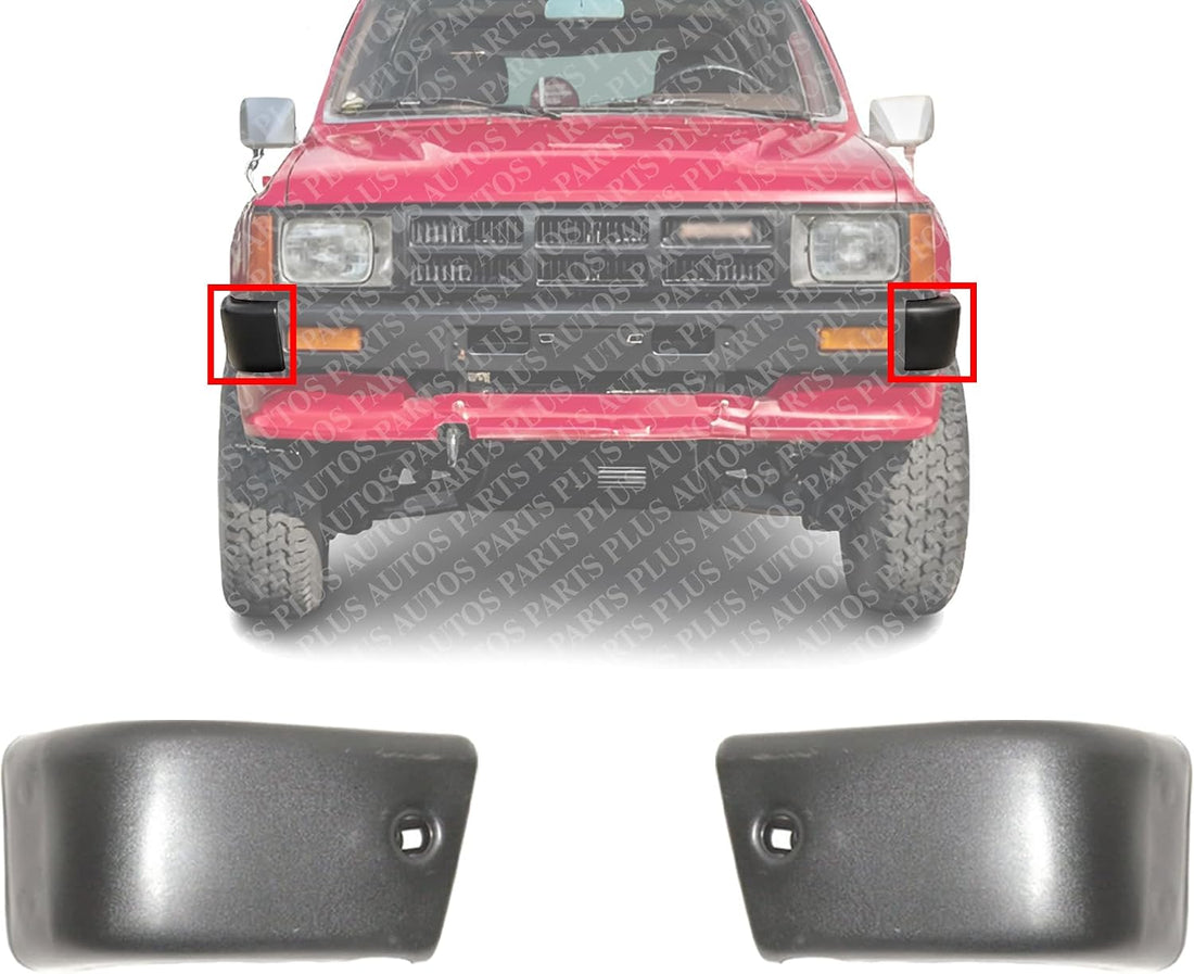 Set Of 2 Front Bumper End Cap Primed Left Driver & Right Passenger Side Direct Replacement Compatible With 1984-1989 Toyota 4Runner TO1005116 TO1004157 5210289106 5210389106
