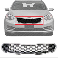 Front Grille Chrome Shell With Gray Insert Direct Replacement Compatible With 2014-2016 Kia Forte / 2014-2016 Kia Forte5 KI1200156 86350A7500