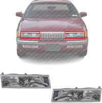 Set Of 2 Front Headlights Assembly Right Passenger & Left Driver Side Direct Replacement Compatible With 1989-1990 Mercury Cougar / 1992-1994 Grand Marquis FO2502126 FO2503126