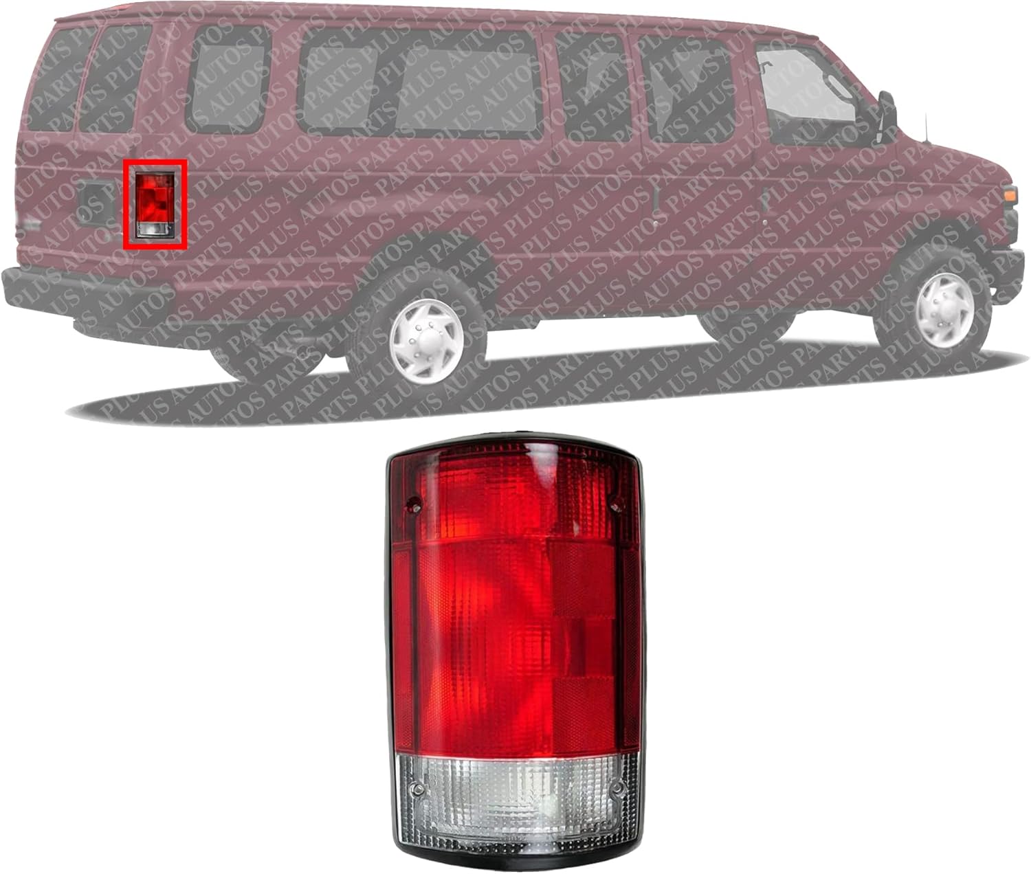 Tail Light Lens And Housing Right Passenger Side Direct Replacement Compatible With 1995-2014 Ford E-Series / 2000-2005 Excursion FO2801114 F5UZ13404A