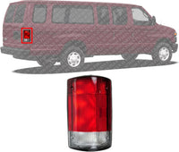 Tail Light Lens And Housing Right Passenger Side Direct Replacement Compatible With 1995-2014 Ford E-Series / 2000-2005 Excursion FO2801114 F5UZ13404A