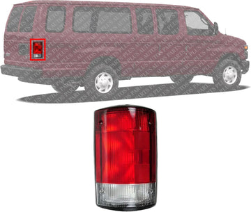 Tail Light Lens And Housing Right Passenger Side Direct Replacement Compatible With 1995-2014 Ford E-Series / 2000-2005 Excursion FO2801114 F5UZ13404A
