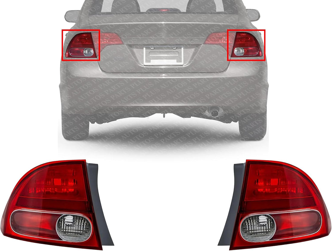 Set Of 2 Tail Light Outer Lens And Housing Right Passenger & Left Driver Side Direct Replacement Compatible With 2006-2008 Honda Civic HO2801165 HO2800166 33501SNAA02 33551SNAA02