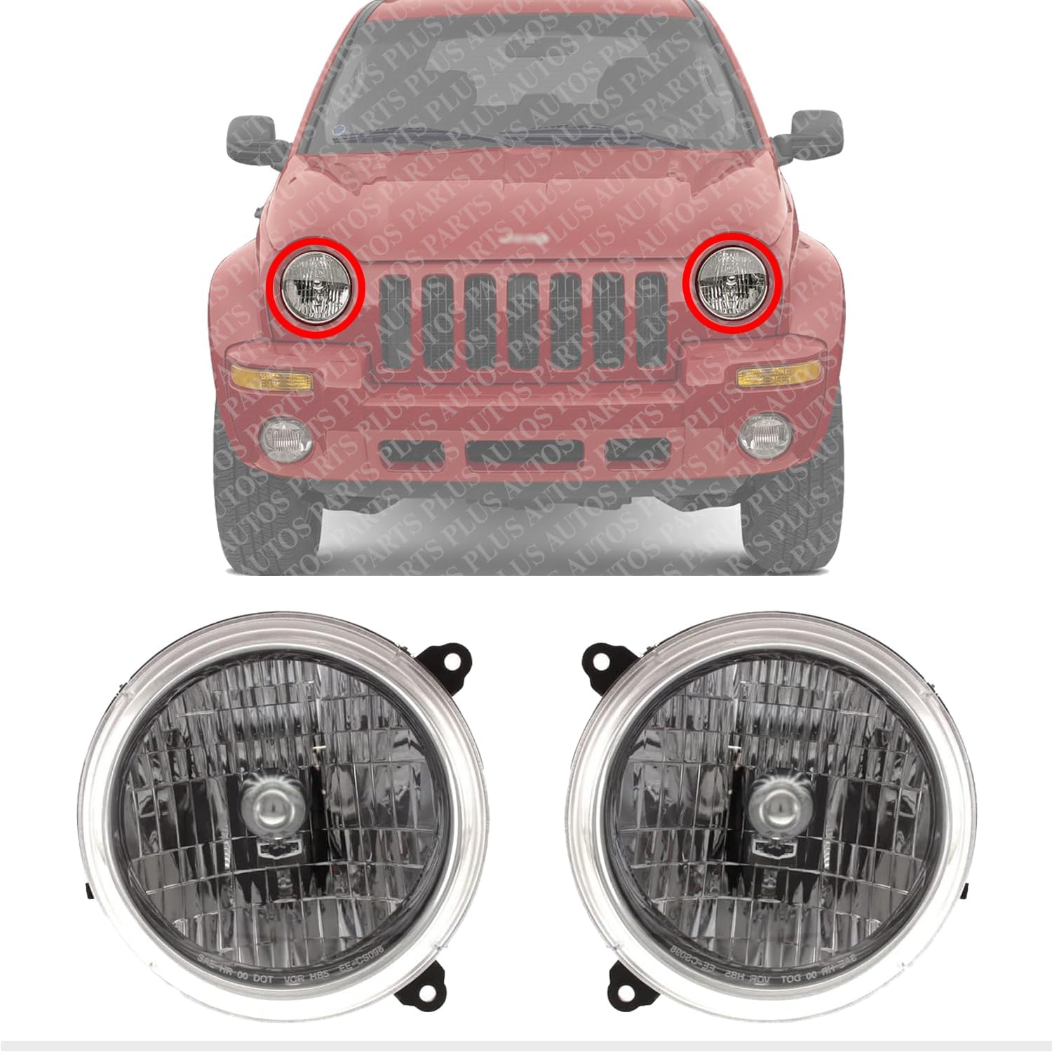 Set of 2 Front Head Light Assembly Left Driver & Right Passenger Side Direct Replacement Compatible with 2003-2003 Jeep Liberty CH2503136 CH2502136 5101820AA 5101821AA