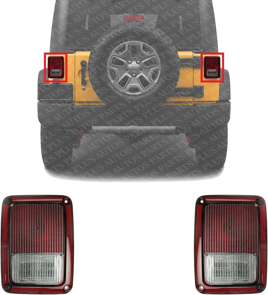 Set Of 2 Tail Light Assembly Plastic Left Driver & Right Passenger Side Direct Replacement Compatible With 2007-2017 Jeep Wrangler / 2018 JK CH2801177 CH2800177 55077890AH 55077891AH