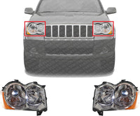 Set Of 2 Front Head Light Lens And Housing Right Passenger & Left Driver Side Direct Replacement Compatible With 2008-2010 Jeep Grand Cherokee CH2518129 CH2519129 55157485AG