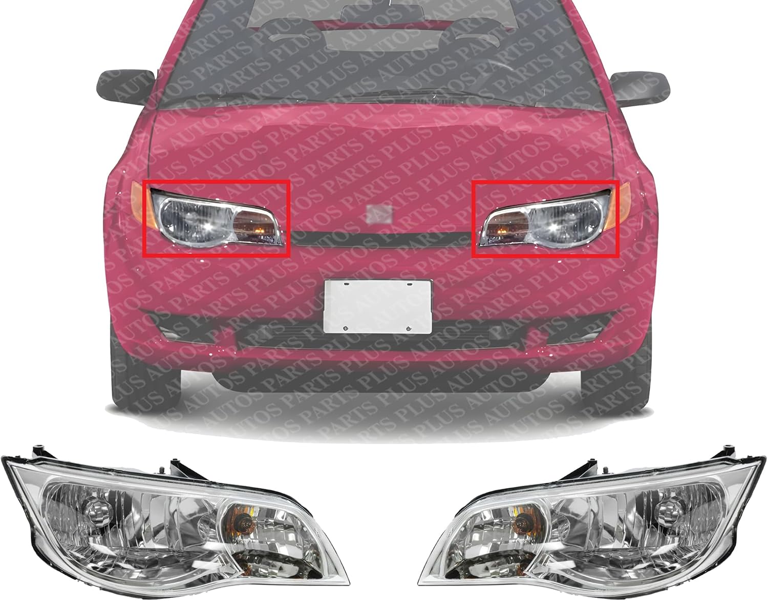 Set Of 2 Front Headlight Assembly Right Passenger & Left Driver Side Direct Replacement Compatible With 2003-2007 Saturn Ion GM2502239 GM2503239 15264217 15264216