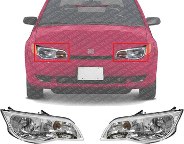 Set Of 2 Front Headlight Assembly Right Passenger & Left Driver Side Direct Replacement Compatible With 2003-2007 Saturn Ion GM2502239 GM2503239 15264217 15264216