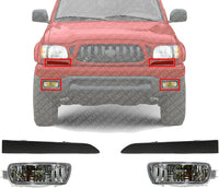 Front Headlight Fillers Primed + Signal Lights Assembly Right Passenger & Left Driver Side Direct Replacement Compatible With 2001-2004 Toyota Tacoma TO1088108 TO1089108 TO2530140