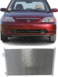 Front A/C Condenser Aluminum Core Direct Replacement Compatible With 2003-2005 Honda Civic HO3030126 80110S5B003