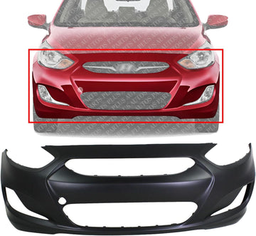 Front Bumper Cover Primed Direct Replacement Compatible With 2012-2014 Hyundai Accent HY1000188 865111R000
