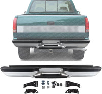 Rear Step Bumper Assembly Chrome Steel Direct Replacement Compatible With Chevrolet Silverado & GMC Sierra C/K 1500 2500 3500 1988-2000 GM1101109 C760714