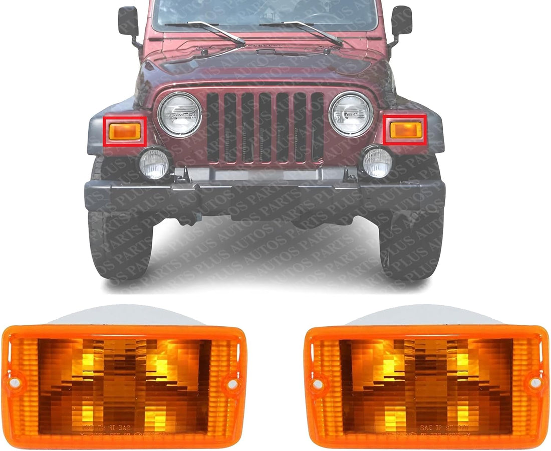 et Of 2 Front Turn Signal Light Lens And Housing Left Driver & Right Passenger Side Direct Replacement Compatible With 2001-2006 Jeep Wrangler CH2521141 CH2520141