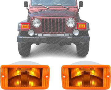 et Of 2 Front Turn Signal Light Lens And Housing Left Driver & Right Passenger Side Direct Replacement Compatible With 2001-2006 Jeep Wrangler CH2521141 CH2520141