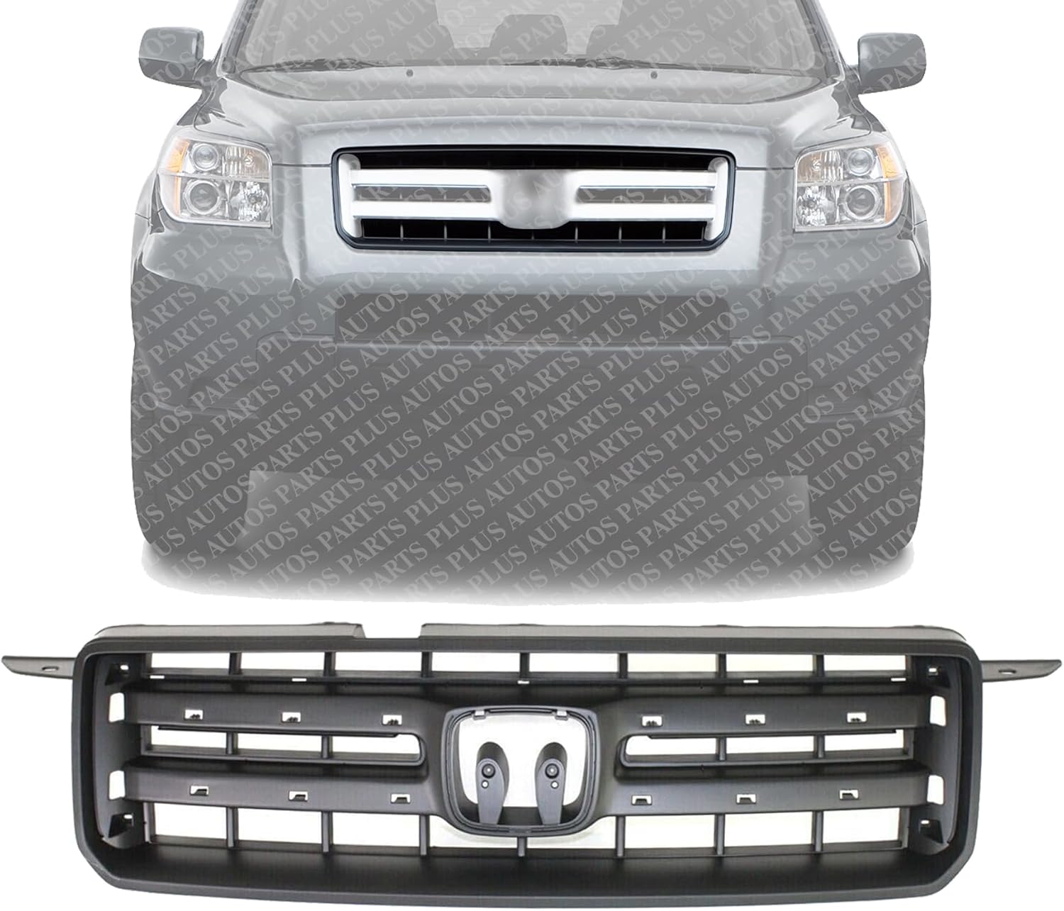 Front Grille Painted Dark Gray Shell And Insert Direct Replacement Compatible With 2006-2008 Honda Pilot HO1200182 75101S9VA02ZL