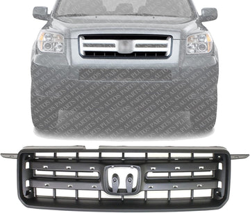 Front Grille Painted Dark Gray Shell And Insert Direct Replacement Compatible With 2006-2008 Honda Pilot HO1200182 75101S9VA02ZL