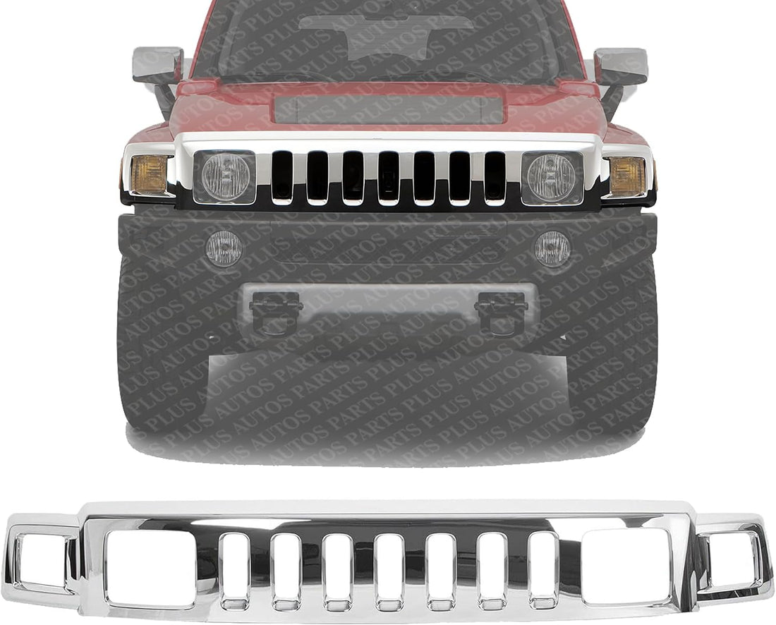 Front Upper Grille Assembly Chrome Shell And Insert Direct Replacement Compatible With 2006-2010 Hummer H3 HU1200101 15834196