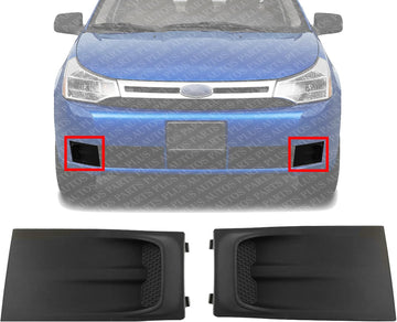 Set Of 2 Front Fog Light Cover Textured Right Passenger & Left Driver Side Direct Replacement Compatible With 2008-2011 Ford Focus FO1039106 FO1038106 8S4Z17E811BA 8S4Z17E810BA