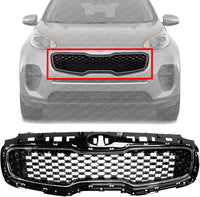 Front Grille Primed Shell And Insert Plastic With Chrome Molding Direct Replacement Compatible With 2017-2019 Kia Sportage KI1200190 86350D9010