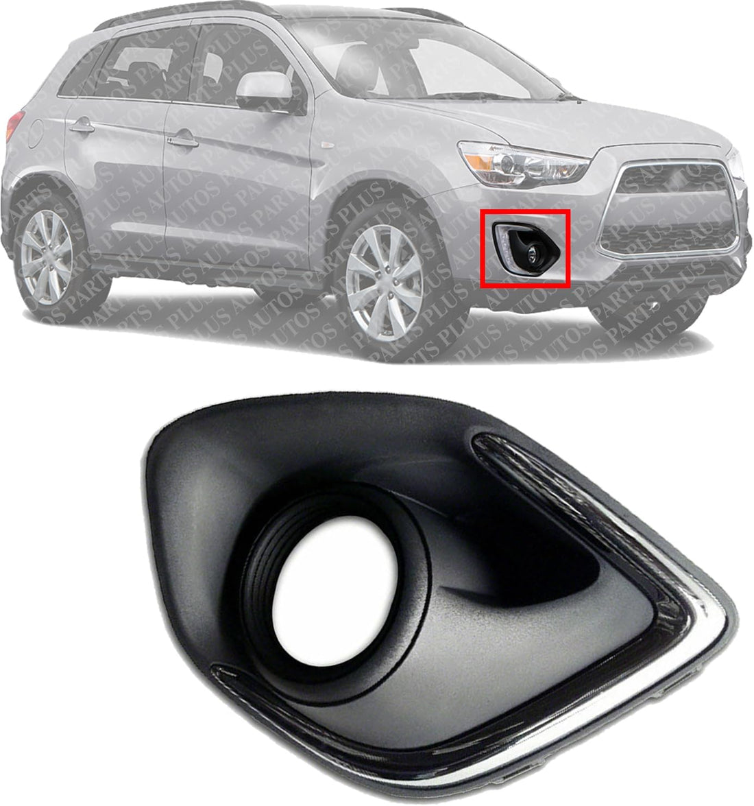 Front Fog Light Molding Chrome Right Passenger Side Direct Replacement Compatible With 2013-2015 Mitsubishi Outlander Sport/RVR MI1039116 8321A516