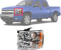 Front Head Light Assembly Halogen Left Driver Side Direct Replacement Compatible With 2007-2014 Chevrolet Silverado GM2502280 22853027