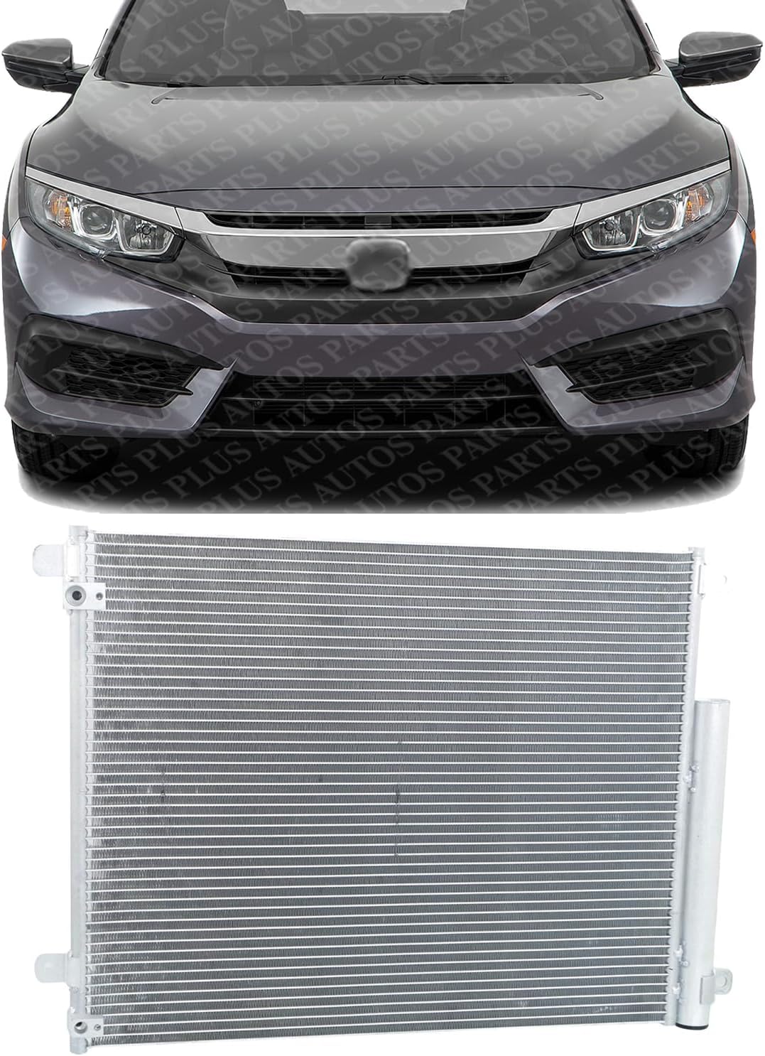 Front A/C Condenser Aluminum Core Direct Replacement Compatible With 2016-2021 Honda Civic HO3030164 80100TBAA02 80100TBAA01