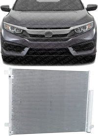 Front A/C Condenser Aluminum Core Direct Replacement Compatible With 2016-2021 Honda Civic HO3030164 80100TBAA02 80100TBAA01