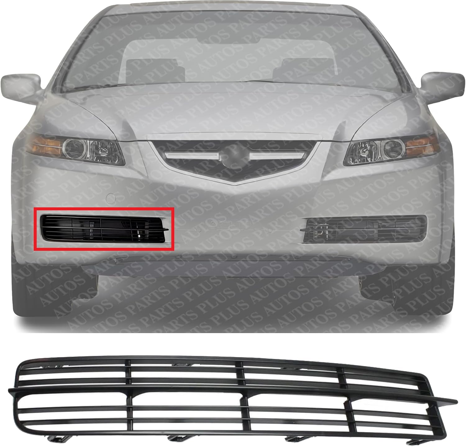 Front Fog Light Cover Mesh Primed Right Passenger Side Direct Replacement Compatible With 2004-2006 Acura TL AC1039103 71102SEPA00
