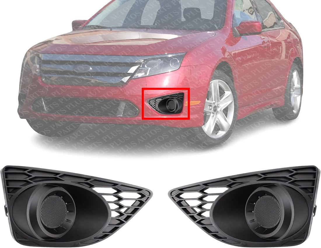 Set Of 2 Front Fog Light Cover Primed Left Driver & Right Passenger Side Direct Replacement Compatible With 2010-2012 Ford Fusion FO1038141 FO1039141 AE5Z17E810FA AE5Z17E811FA