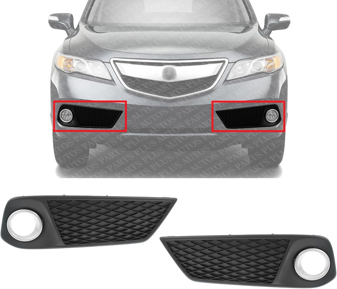 Set Of 2 Front Fog Light Cover Primed Plastic Right Passenger & Left Driver Side Direct Replacement Compatible With 2013-2015 Acura RDX AC1039102 AC1038102 71105TX4A11 71109TX4A11
