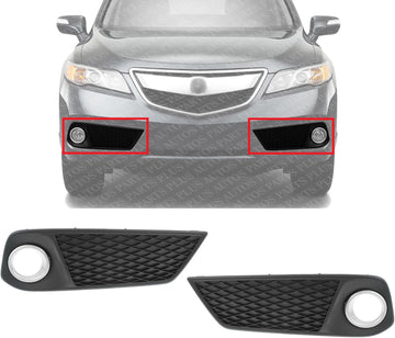 Set Of 2 Front Fog Light Cover Primed Plastic Right Passenger & Left Driver Side Direct Replacement Compatible With 2013-2015 Acura RDX AC1039102 AC1038102 71105TX4A11 71109TX4A11