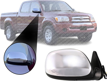 Front Power Mirror Manual Folding Non-Towing Non-Heated Chrome Right Passenger Side Direct Replacement Compatible With 2000-2006 Toyota Tundra TO1321191 879100C040