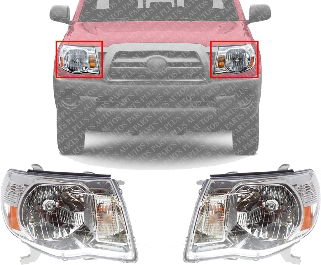 Set Of 2 Front Head Light Assembly Left Driver & Right Passenger Side Direct Replacement Compatible With 2005-2011 Toyota Tacoma TO2502181 TO2503181 8115004173 8111004173
